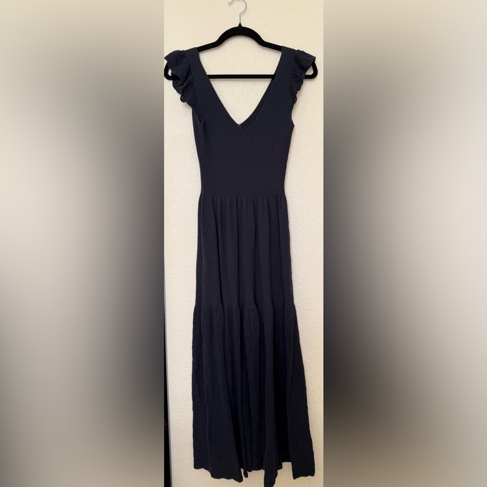 Rebecca Taylor La Vie Navy Soft Pointelle Maxi Dress in Small - Picture 3 of 6